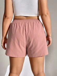 SHEIN EZwear 大碼素色彈性腰帶短褲