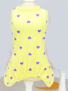 bộ đồ ngủ thú cưng in hình trái tim cho chó và mèo cho mùa xuân - Màu vàng - Xem 4