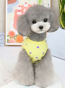 bộ đồ ngủ thú cưng in hình trái tim cho chó và mèo cho mùa xuân - Màu vàng - Xem 6