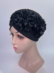 XINFENG COSTUME Envoltura de la cabeza con diseño de flor - Negro - Ver 1