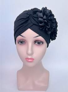 XINFENG COSTUME Envoltura de la cabeza con diseño de flor - Negro - Ver 3