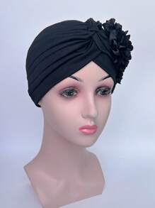 XINFENG COSTUME Envoltura de la cabeza con diseño de flor - Negro - Ver 4