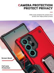 360度旋轉支架配旗紋設計+吸盤+支架，完整套裝手機殼適用於iPhone 11/12/13/14/15 Pro Max，三星OPPO VIVO小米紅米Note 11/12 Pro - 紅色 - 查看 6