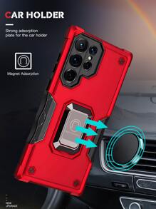 360度旋轉支架配旗紋設計+吸盤+支架，完整套裝手機殼適用於iPhone 11/12/13/14/15 Pro Max，三星OPPO VIVO小米紅米Note 11/12 Pro - 紅色 - 查看 8