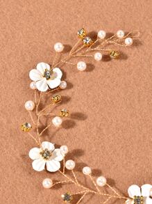 Dây buộc tóc cô dâu trang trí hoa - trắng - Xem 6