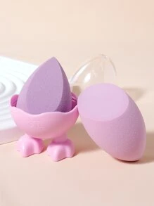 2 miếng bọt biển trang điểm với hộp lưu trữ - Màu Lilac Tím - Xem 2
