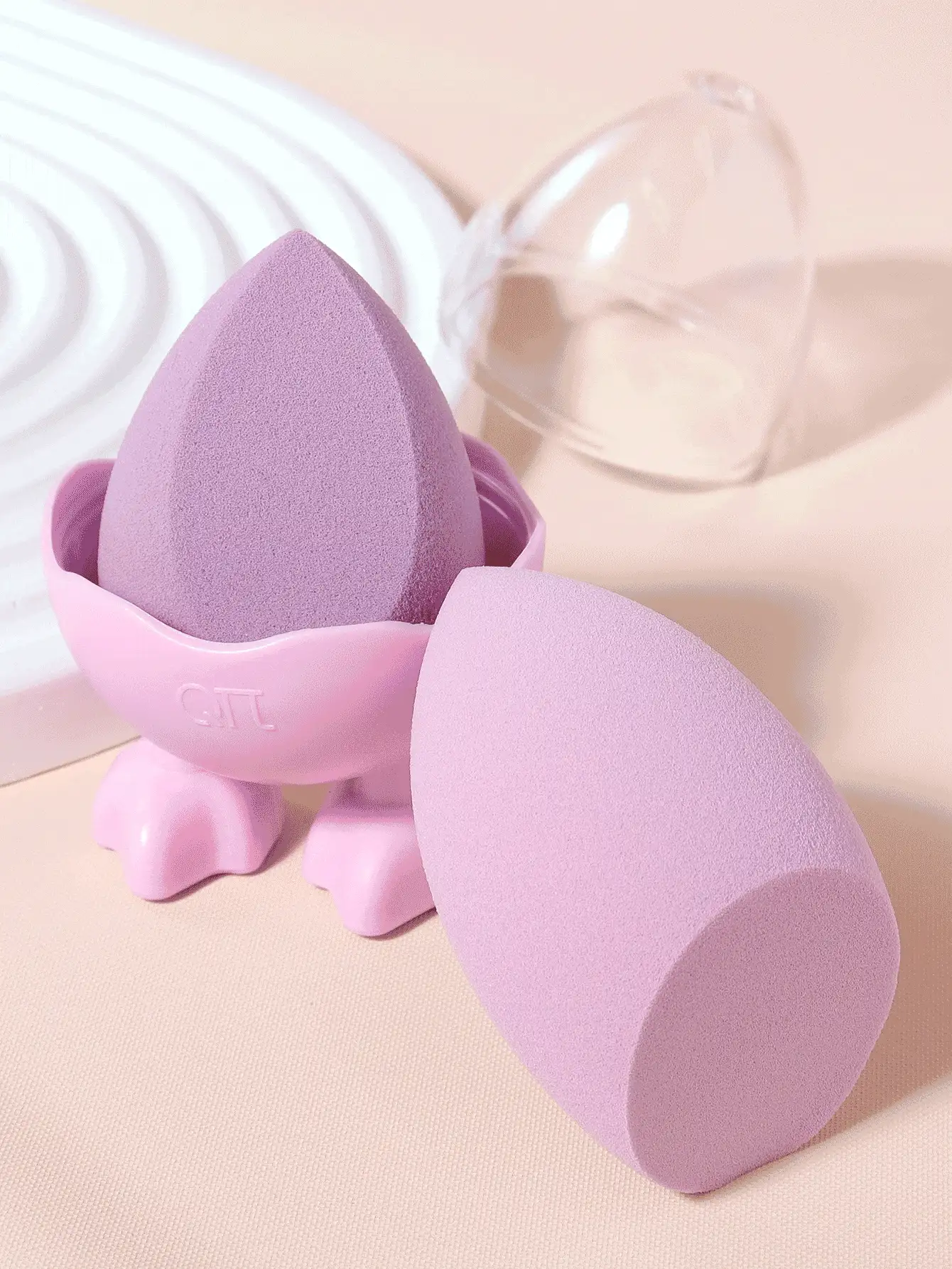 2 miếng bọt biển trang điểm với hộp lưu trữ - Màu Lilac Tím - Xem 3