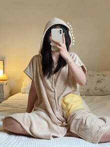 1入組超細纖維浴袍浴室現代口袋細節浴袍