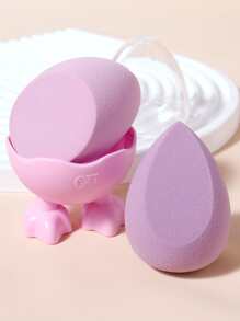2 miếng bọt biển trang điểm với hộp lưu trữ - Màu Lilac Tím - Xem 6