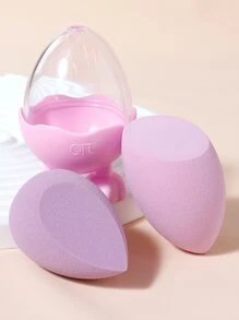 2 miếng bọt biển trang điểm với hộp lưu trữ - Màu Lilac Tím - Xem 8