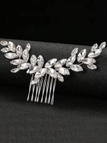 Peine con diseño de diamante de imitación nupcial - Plateado - Ver 1