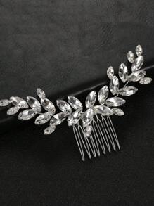 Peine con diseño de diamante de imitación nupcial - Plateado - Ver 2