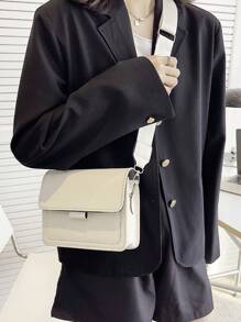 Túi vuông có nắp vuông nhỏ gọn, đơn giản dành cho doanh nhân dành cho nữ tuổi teen Sinh viên đại học, tân binh và nhân viên cổ trắng Hoàn hảo cho văn phòng, trường đại học, công việc, kinh doanh, đi làm, ngoài trời, du lịch, đi chơi - Màu be - Xem 2