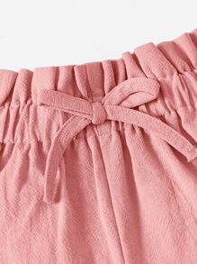 SHEIN 嬰兒前蝴蝶結紙袋腰短褲 - 淺粉色 - 查看 4