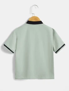 SHEIN 小男童字母圖案棒球領襯衫和短褲