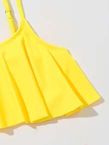 年轻女孩条纹荷叶边比基尼套装夏季海滩 - 彩色 - 查看 3