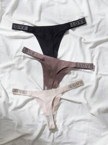 3入組腰部字母條帶丁字褲 - 彩色 - 查看 2