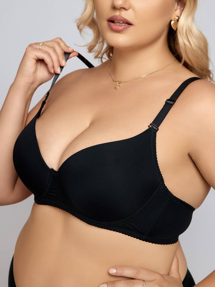 Sujetador unicolor con aro - Negro - Ver 1