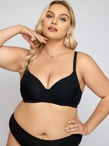 Sujetador unicolor con aro - Negro - Ver 6