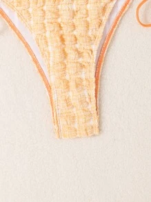 Plain Halter Tie Side Bikini Set - Orange - View 4