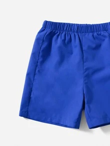 SHEIN Toddler Boys Slogan Graphic Tee & Shorts - Royal Blue - View 4