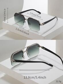POLASUP 1pc Men's Metal Double-Beam Fashion Glasses For Summer Beach Vacation,Outdoor,Travel Back To School Fashionable Preppy School Look - 彩色 - 查看 5