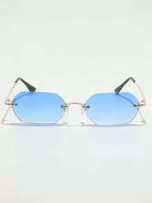 015835340007 1副迷你六边形无框复古全金属渐变太阳镜，适合街头、海滩、通勤、经典复古旅行时尚（附赠挂绳、眼镜盒、清洁布） - 彩色 - 查看 6