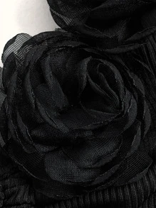ROMWE Goth Appliques Drawstring Front Tie Backless Cami Top - Black - View 4