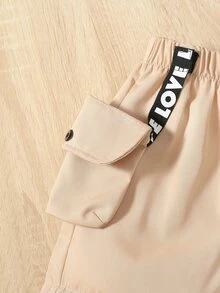 SHEIN 小男童恐龍和字母圖案POLO衫和短褲附包