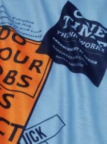 Manfinity EMRG Áo thun & Áo lót Nam Slogan Giải trí - Màu xanh lam - Xem 3