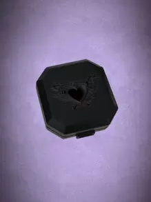 ROMWE Goth 復古邊框和愛心圖案藥丸收納盒 - 黑色 - 查看 1