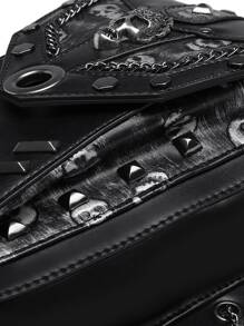 Motorcycle Rider Waist Bag Steampunk Hip Belt Bag Retro Punk Rock Bag Phone Pouch - Black - View 10