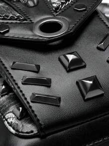 Motorcycle Rider Waist Bag Steampunk Hip Belt Bag Retro Punk Rock Bag Phone Pouch - Black - View 11