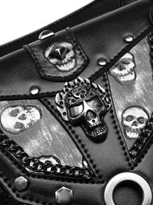 Motorcycle Rider Waist Bag Steampunk Hip Belt Bag Retro Punk Rock Bag Phone Pouch - Black - View 14