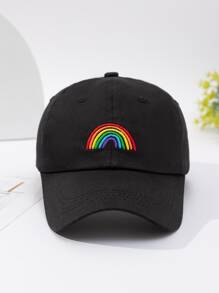 彩虹刺繡棒球帽 - 黑色 - 查看 3