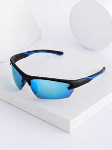 1副男士钓鱼运动眼镜，半框设计，硅胶防滑鼻托，可更换镜片（黑色、蓝色、冰蓝色、红色涂层），适合户外运动、驾驶、徒步旅行、旅游（包含运动绑带、便携式拉链盒、清洁布） - 彩色 - 查看 6