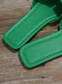 Xăng đan nữ da rắn dập nổi, Xăng đan thời trang bằng da sợi nhỏ nhân tạo - màu xanh lá - Xem 7