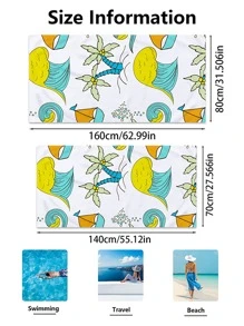 1pc Coconut Tree Pattern Beach Towel, Modern Microfiber Beach Towel For Outdoor - Multicolor - View 3