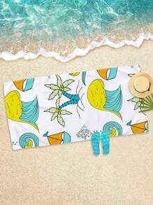 1pc Coconut Tree Pattern Beach Towel, Modern Microfiber Beach Towel For Outdoor - Multicolor - View 4
