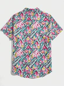 Manfinity Men Pop Allover Floral Print High Low Hem Shirt - Multicolor - View 2