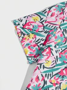 Manfinity Men Pop Allover Floral Print High Low Hem Shirt - Multicolor - View 4