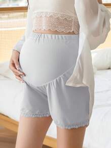 SHEIN Maternidad Shorts tejido de canalé de cintura ajustable