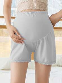SHEIN Maternidad Shorts tejido de canalé de cintura ajustable