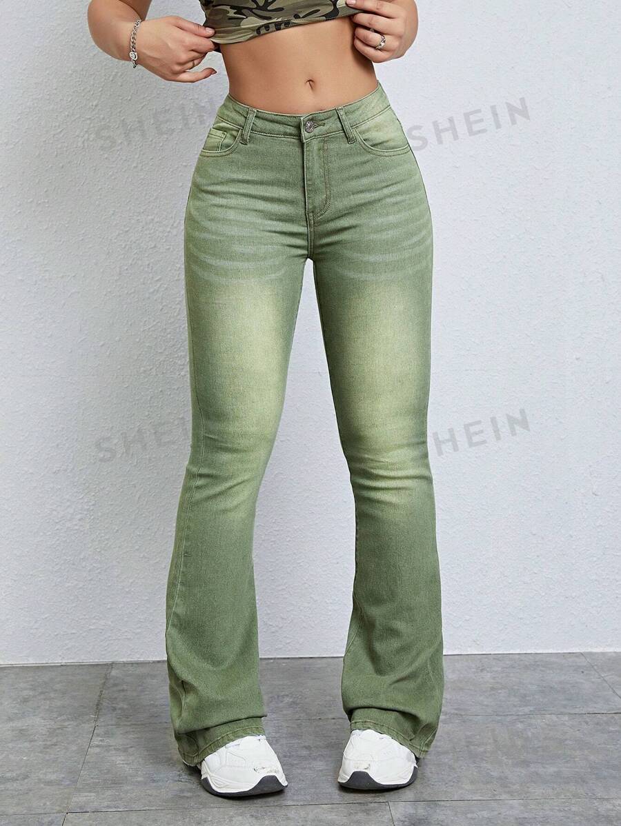 SHEIN Frenchy Schlaghose mit Riss - Minzgrün - Übersicht 1