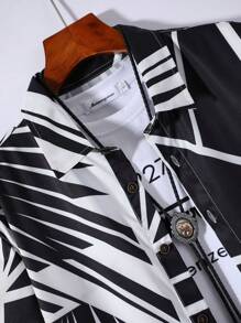 Manfinity RSRT Men Geo Print Shirt & Shorts Without Tee - Black and White - View 3