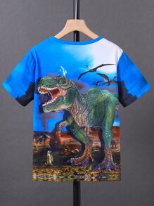 SHEIN 青少年男孩恐龍印花t恤 - 彩色 - 查看 2