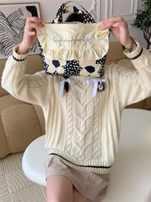 中等方包花卉圖案雙把手適用於日常 - 黑色 - 查看 6