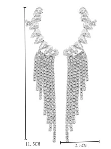 Bông tai trang trí tua rhinestone - Bạc - Xem 3