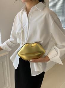 Bolsa creativa en forma de labio pequeño cremallera - Dorado - Ver 1