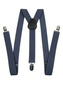 男士素色背帶 - 深灰色 - 查看 1